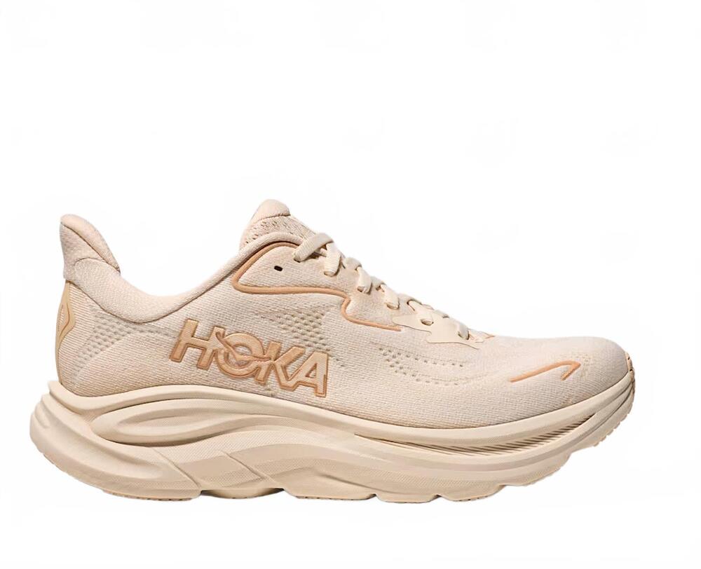 NEW HOKA women's clifton 10 shoes in vanilla / birch